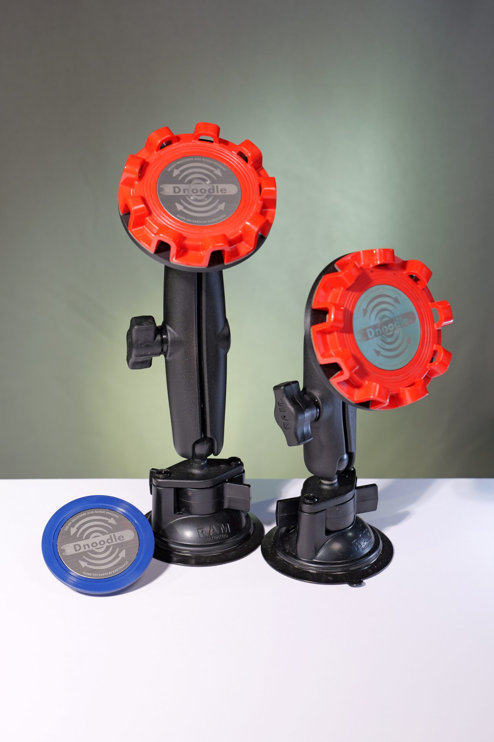 RAM suction cup mount with Dnoodle TwistLatch magnetic system attached to a smooth surface